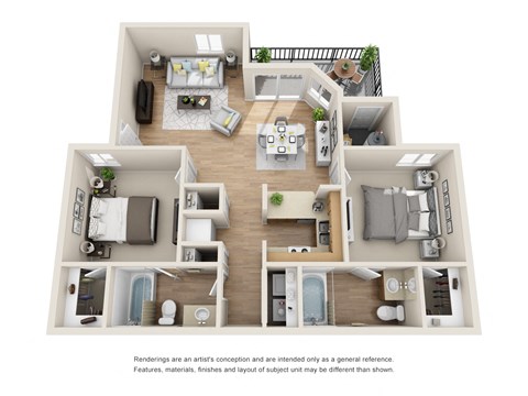 Bayside 2x2 Renovated Floor Plan